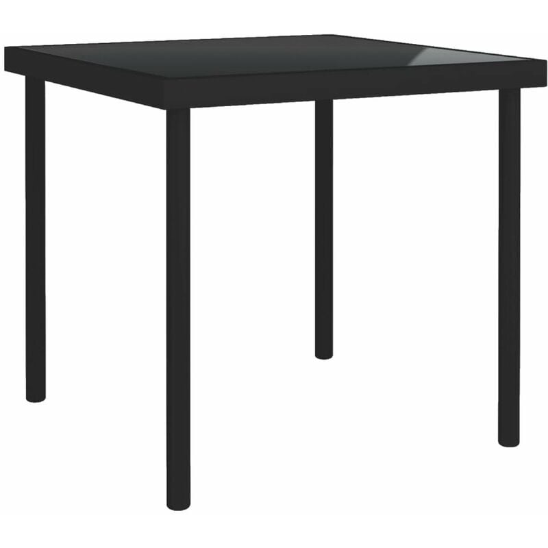 

Mesa de comedor de jardin vidrio y acero negro 80x80x72 cm