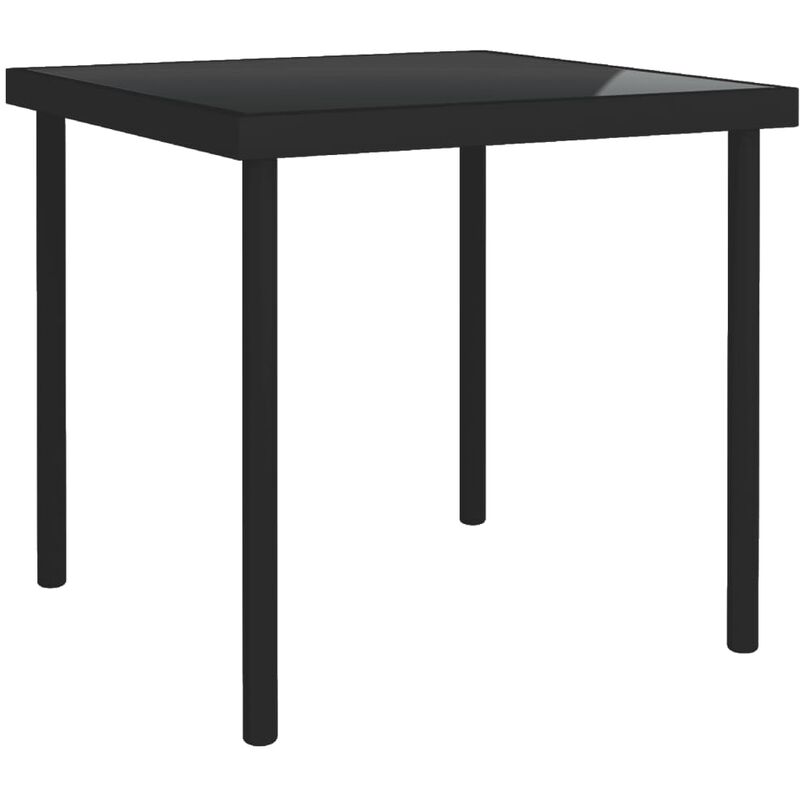 

Mesa de comedor de jardín vidrio y acero negro 80x80x72 cm