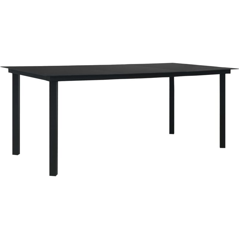 

Mesa de comedor de jardín acero y vidrio negra 190x90x74 cm - Negro