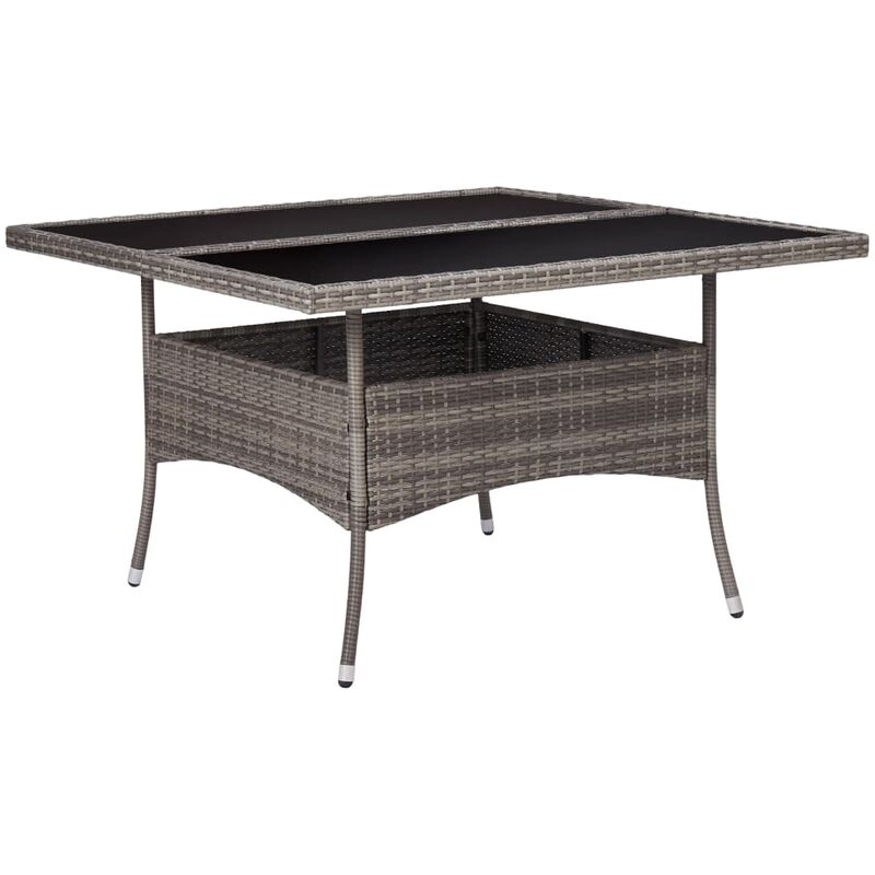 

Mesa de comedor de jardín ratán sintético y vidrio gris - Gris