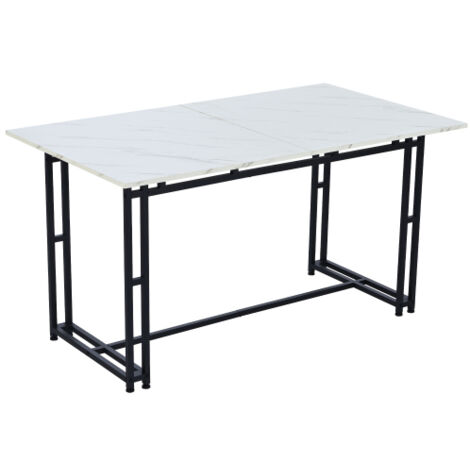 Mesa de Comedor de Lujo Ligera de 120x70 cm, (1-St), Mesa de Comedor Rectangular con Estructura de Metal en Mesa de Cocina Moderna con Patas de Metal para Comedor, Sala de Estar, Patas de Mesa Negras