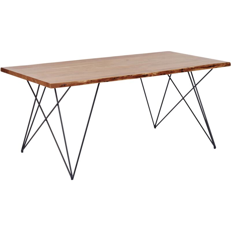 

Mesa de comedor de madera de acacia oscura/negro 180 x 90 cm MUMBAI