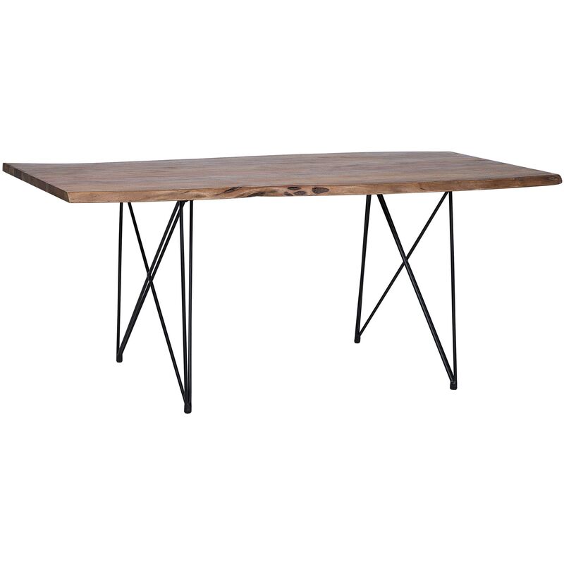 

Mesa de comedor de madera de acacia oscura/negro 200 x 100 cm MUMBAI