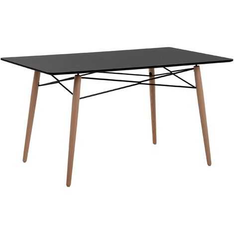 Mesa de comedor de madera clara tablero negro 140 x 80 cm escandinavo moderno Biondi