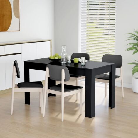 TORANA Mesa de comedor de madera contrachapada negro 140x74,5x76 cm