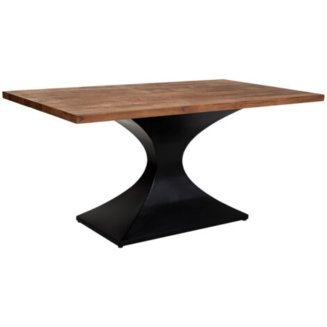 Mesa de comedor de madera de acacia acabado color nogal 160x90x76