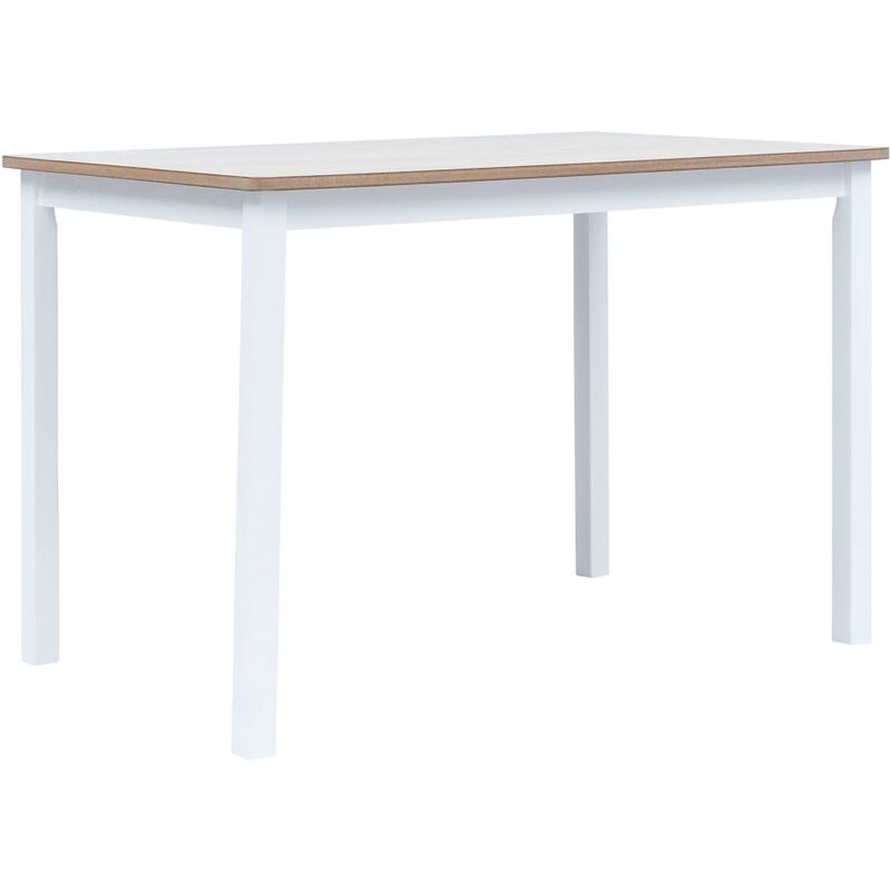 

Happyshopping - Mesa de comedor de madera de caucho blanco marron 114x71x75 cm