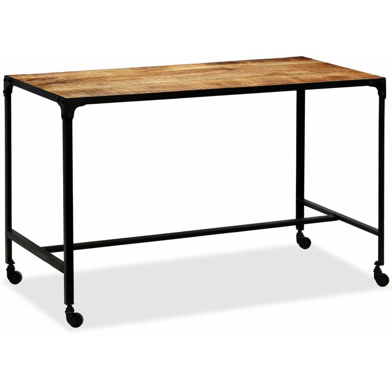 

Mesa de comedor de madera de mango maciza y acero 120x60x76 cm