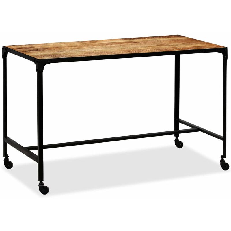 

Mesa de comedor de madera de mango maciza y acero 120x60x76 cm