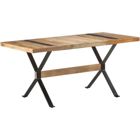 Mesa de comedor de madera de mango rugosa 160x80x76 cm