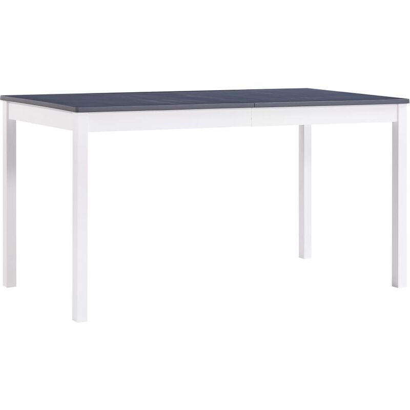 

Mesa de comedor de madera de pino blanco y gris 140x70x73 cm