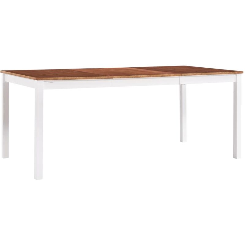 

Mesa de comedor de madera de pino blanco y marrón 180x90x73 cm - Marrón