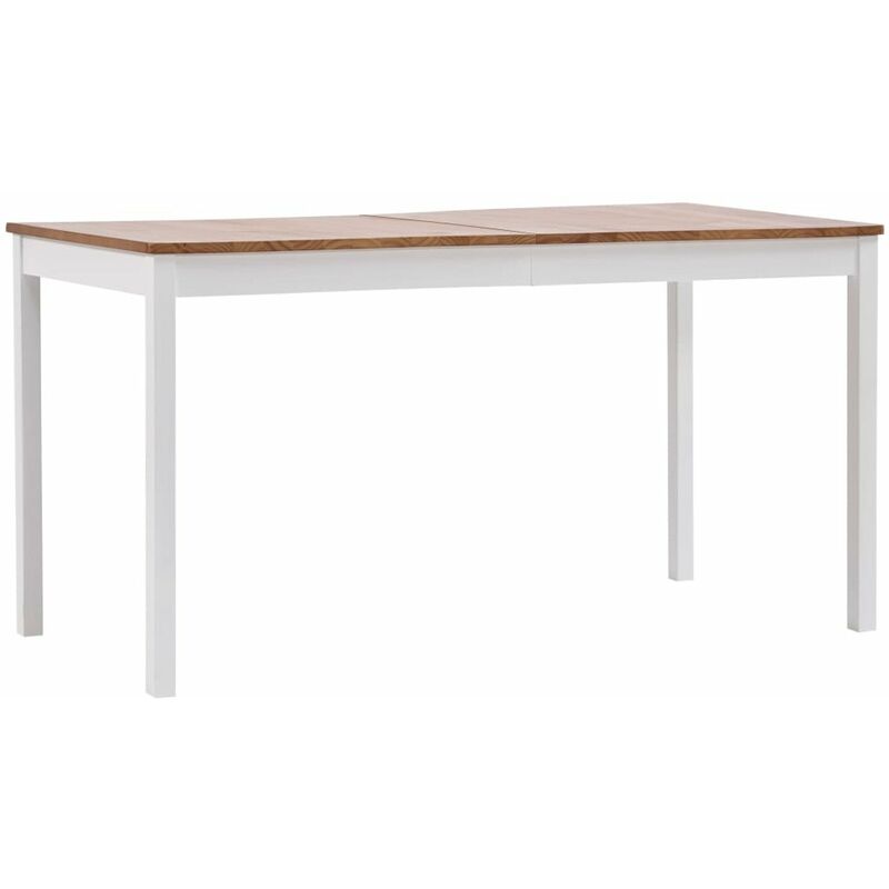 

Mesa de comedor de madera de pino blanco y marron 140x70x73 cm