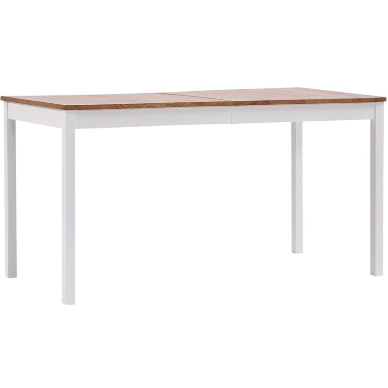 

Mesa de comedor de madera de pino blanco y marrón 140x70x73 cm