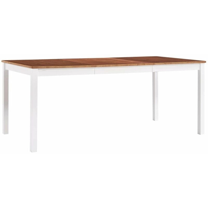 

Happyshopping - Mesa de comedor de madera de pino blanco y marron 180x90x73 cm