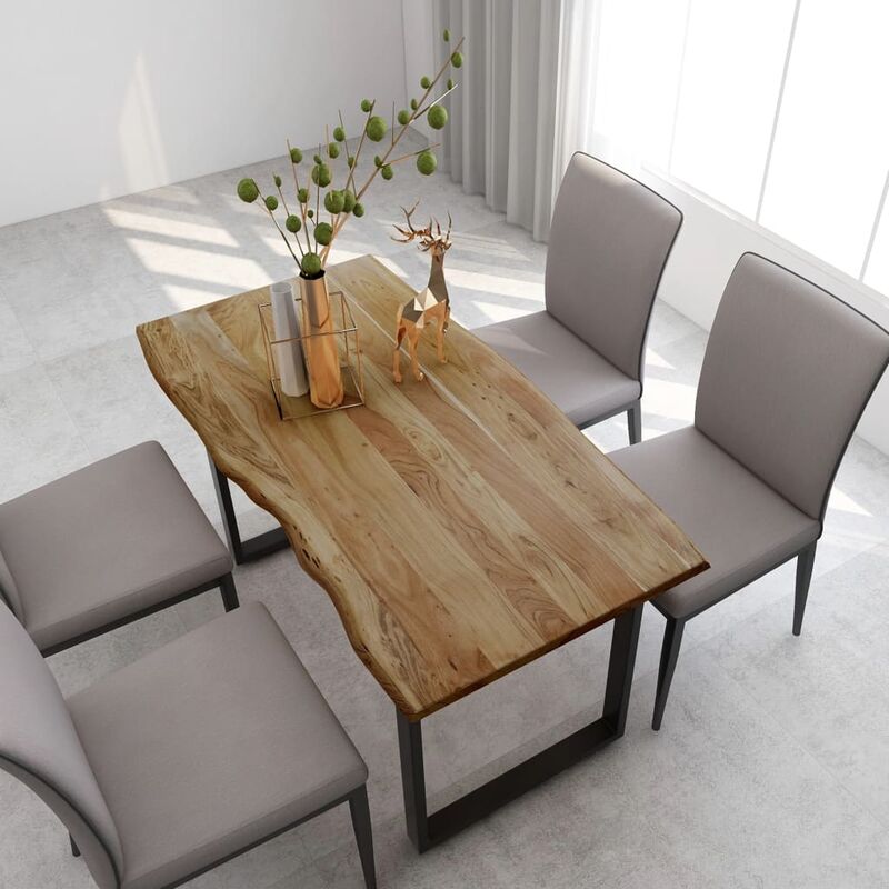 

Mesa de comedor de madera maciza de acacia 140x70x76 cm