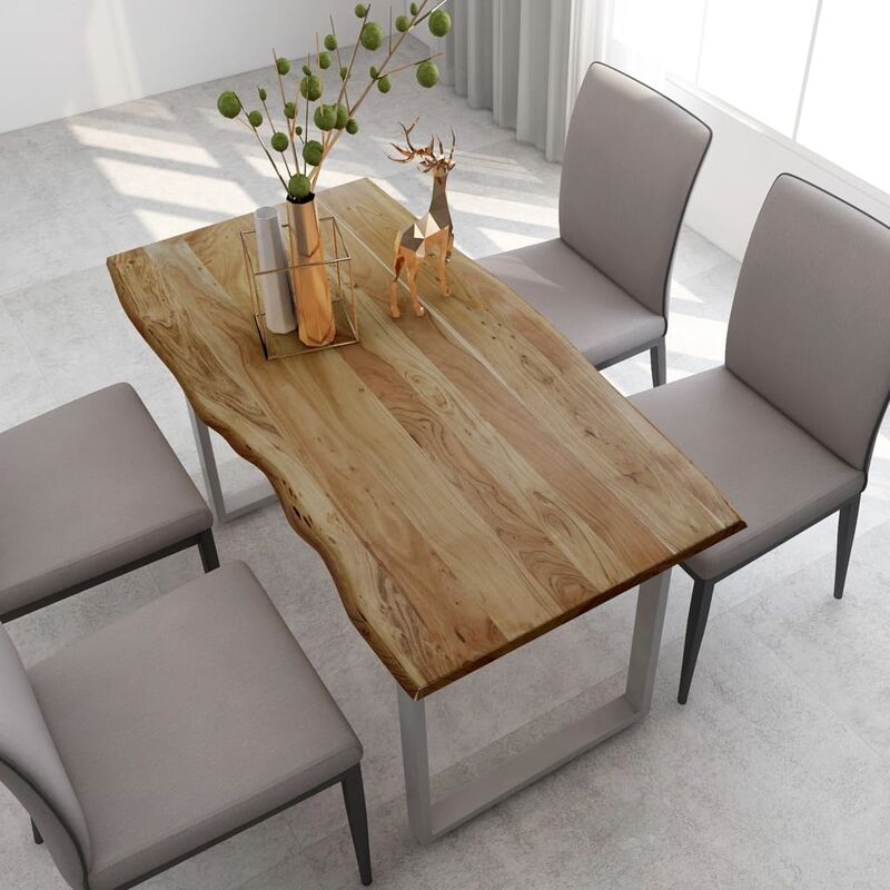 

Bh Design - Mesa de comedor de madera maciza de acacia 140x70x76 cm