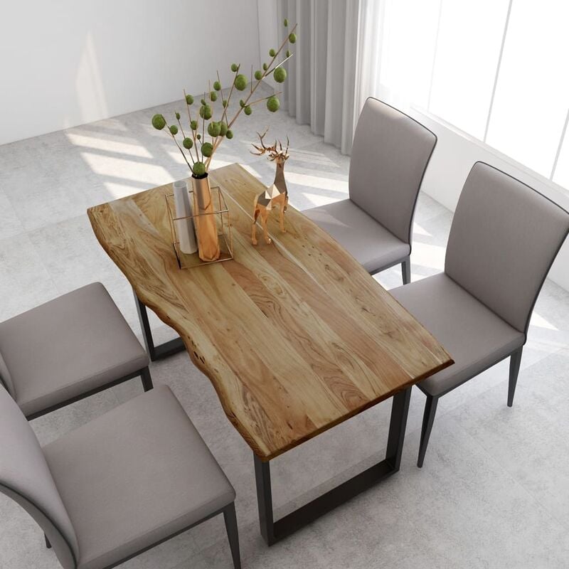 

BHD - Mesa de comedor de madera maciza de acacia 140x70x76 cm