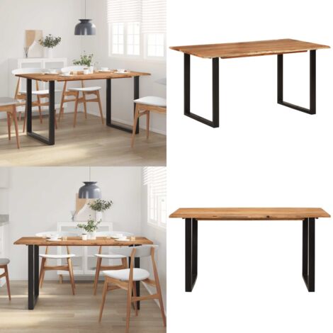 Mesa de comedor de madera maciza de acacia 154x80x76 cm - Madera maciza - Acacia