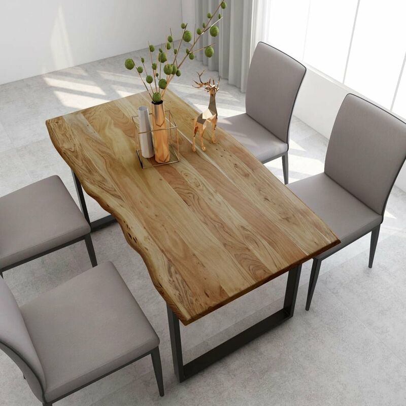 

Happyshopping - Mesa de comedor de madera maciza de acacia 160x80x76 cm