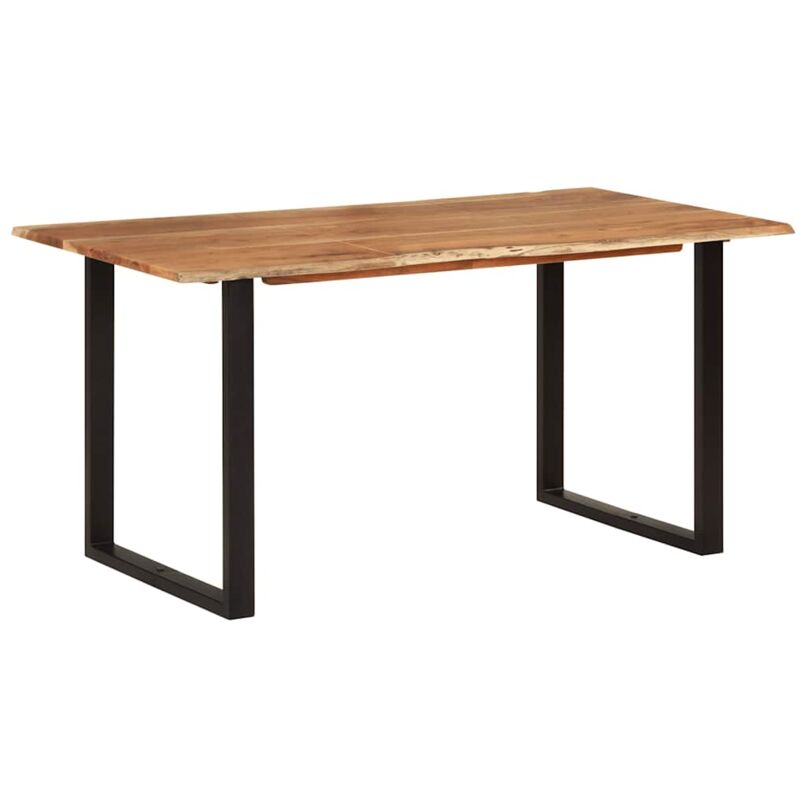 

vidaXL Madera Maciza de Acacia Mesa de Comedor 160x80x76 cm Negro - Marrón