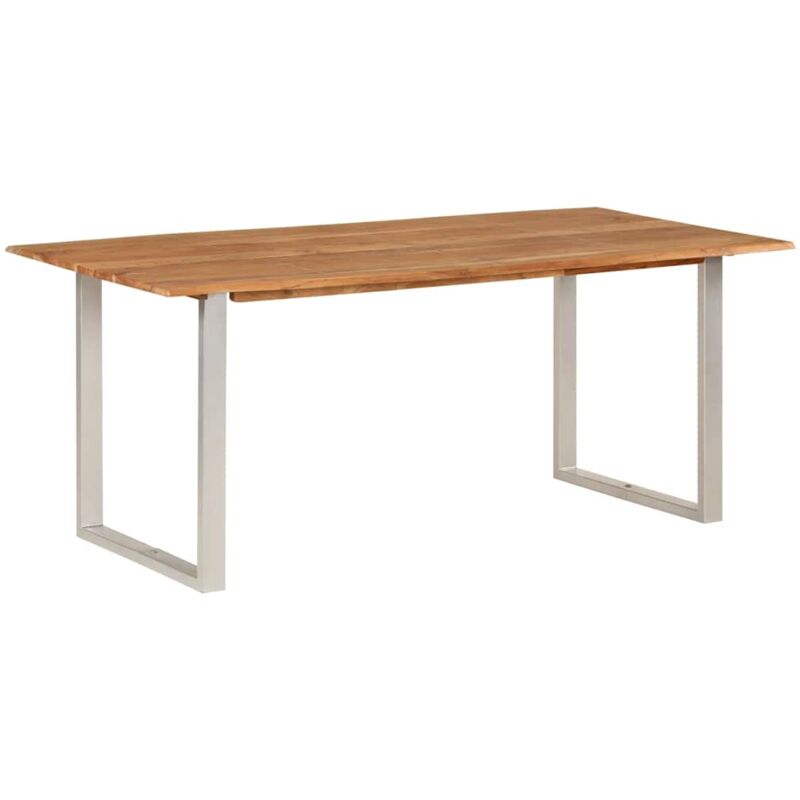 

vidaXL Madera Maciza de Acacia Mesa de Comedor 180x90x76 cm Plateado - Marrón