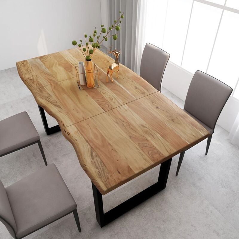 

Mesa de comedor de madera maciza de acacia 180x90x76 cm