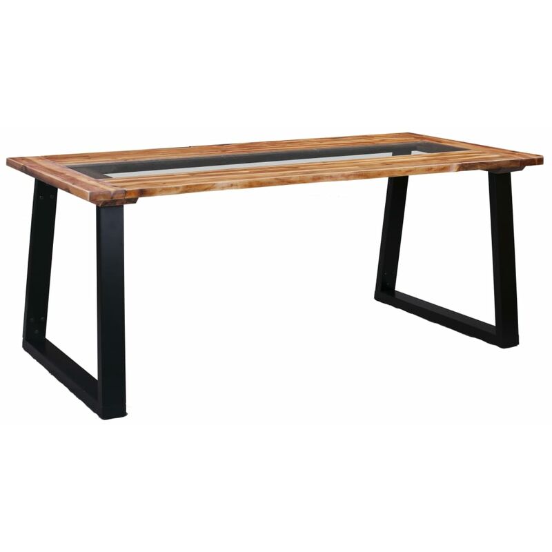 

BHD - Mesa de comedor de madera maciza de acacia y vidrio 180x90x75cm