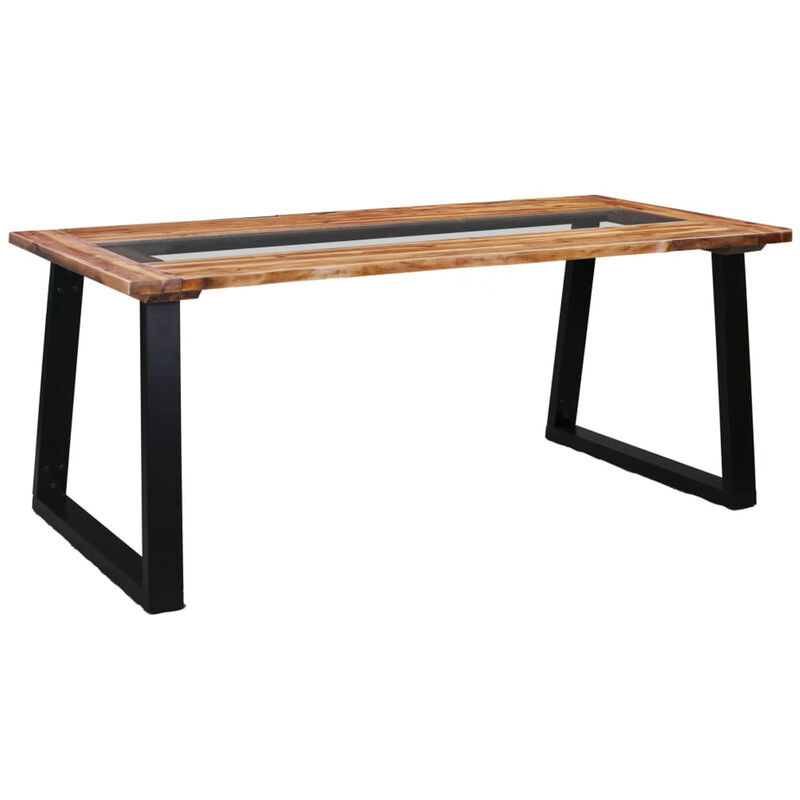 

Mesa de comedor de madera maciza de acacia y vidrio 180x90x75cm