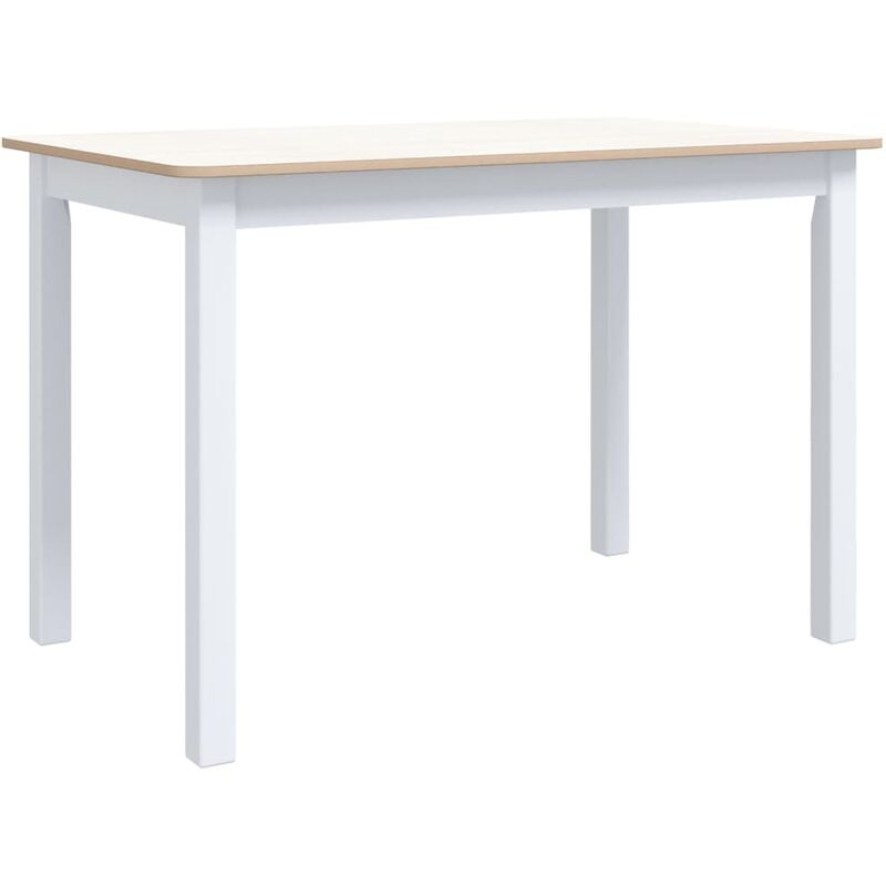 

vidaXL Mesa de Comedor de Madera Maciza de Caucho 114x71x75 cm Blanco Marrón - Blanco