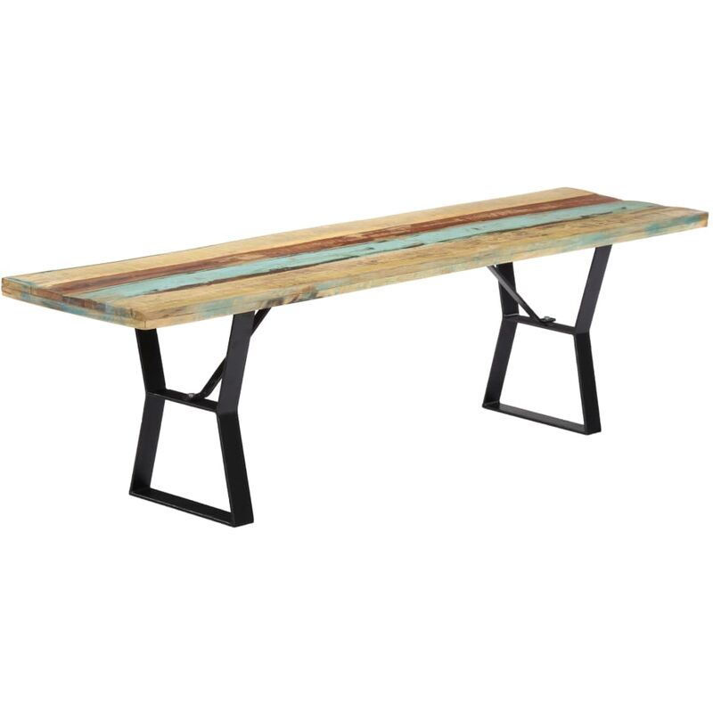 

vidaXL Banco de madera maciza de reciclada 160 cm - Multicolor