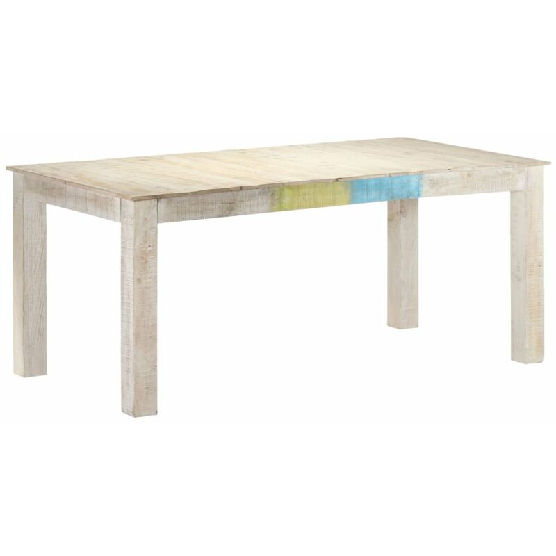 

Happyshopping - Mesa de comedor de madera maciza de mango blanco 180x90x76 cm