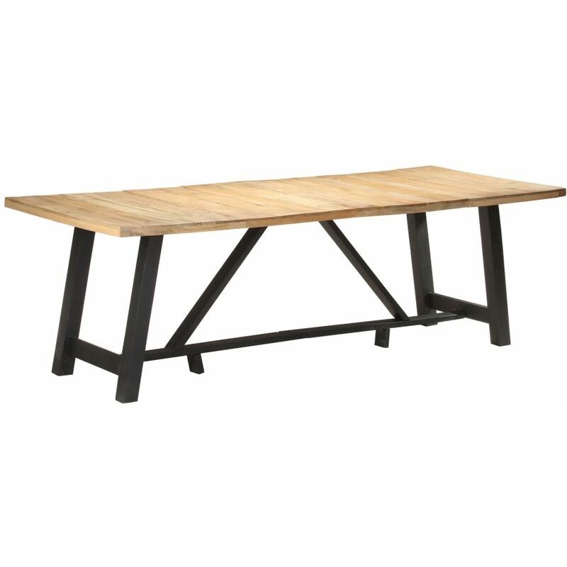 

vidaXL Mesa de comedor de madera maciza de mango rugosa 240x100x76 cm - Marrón
