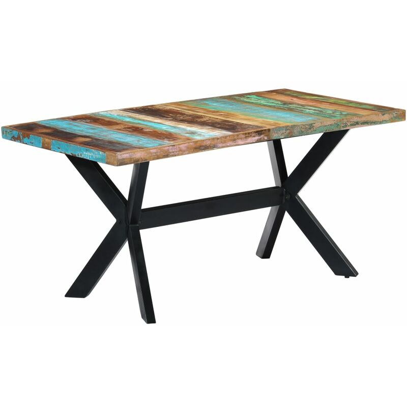 

Mesa de comedor de madera maciza reciclada 160x80x75 cm - Multicolor