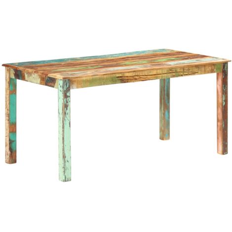 Mesa de comedor de madera maciza reciclada 160x80x76 cm