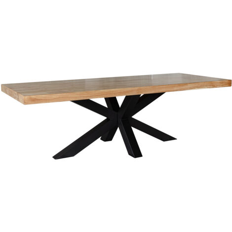 Mesa de comedor de madera marrón y patas de hierro 240x100x76h cm