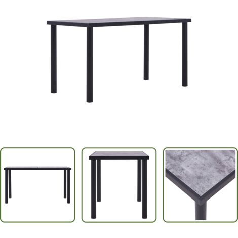 Mesa de comedor de madera -  Mesa de comedor de MDF negro y gris hormigón 140x70x75 cm