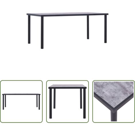 Mesa de comedor de madera -  Mesa de comedor de MDF negro y gris hormigón 180x90x75 cm
