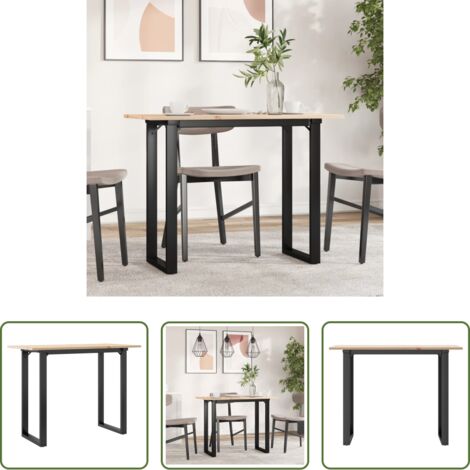 Mesa de comedor de madera -  Mesa de comedor marco O madera maciza pino y acero 100x50x75cm