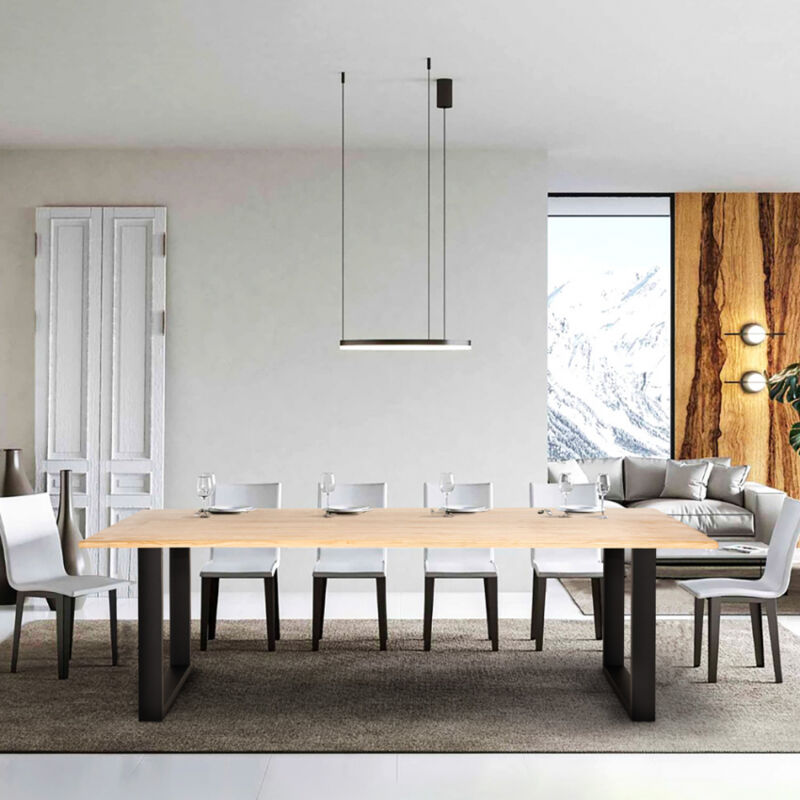 

Mesa de comedor de madera patas de hierro industrial 220x80 cm Rajasthan 220 | Color: Negro