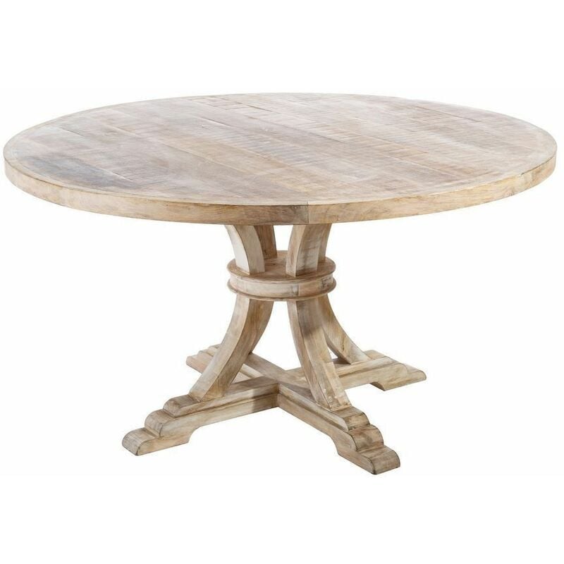 

Fanmuebles - Mesa de comedor de madera redonda blanco decapé