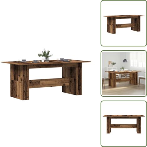 Mesa de comedor de madera - vidaXL Mesa de comedor de aglomerado madera envejecida 180x90x76 cm - Mesa de comedor de ingeniería