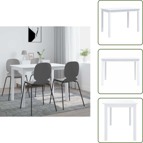 Mesa de comedor de madera - vidaXL Mesa de comedor de madera maciza de caucho blanca 114x71x75 cm -