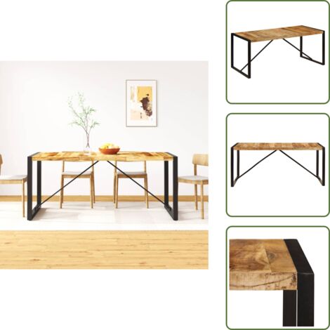 Mesa de comedor de madera - vidaXL Mesa de comedor de madera maciza de mango rugosa 180 cm - Mesa de comedor retro