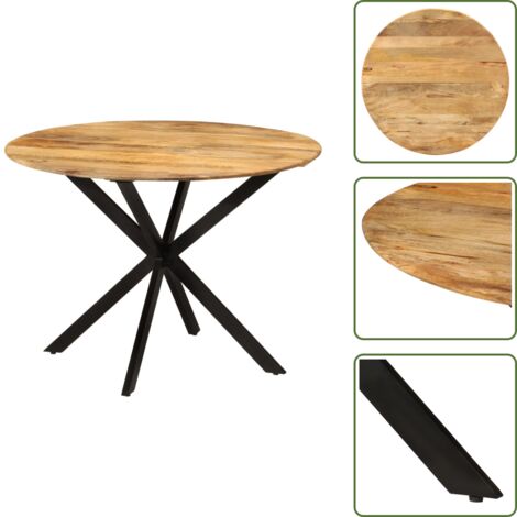 Mesa de comedor de madera - vidaXL Mesa de comedor madera maciza de mango y acero 110x78 cm -