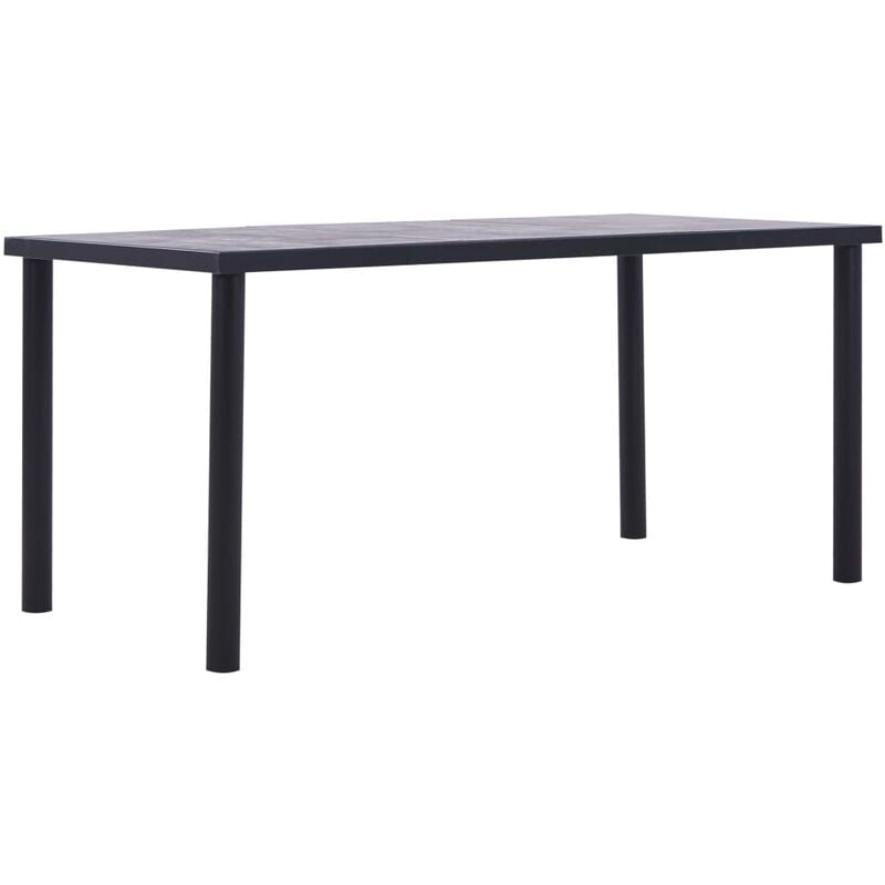 

vidaXL Mesa de Comedor de MDF Negro y Gris Hormigón 160x80x75 cm - Negro