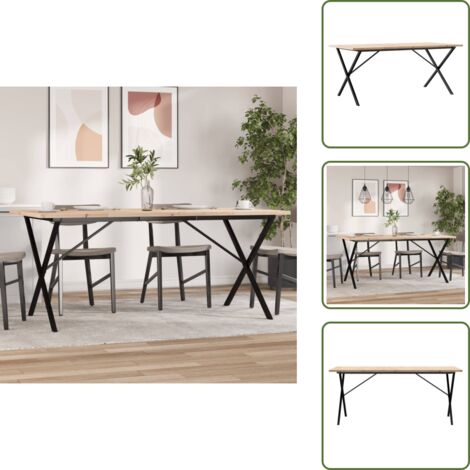 Mesa de comedor de pino - vidaXL Mesa de comedor marco X madera maciza pino acero 180x90x75,5 cm -