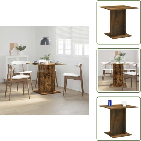 Mesa de comedor de roble ahumado - vidaXL Mesa de comedor madera contrachapada roble ahumado 80x80x75 cm -