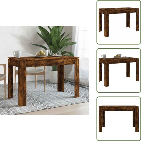 Mesa de comedor de roble ahumado - vidaXL Mesa de comedor madera de ingeniería roble ahumado 120x60x76 cm - Mesa de comedor de ingeniería