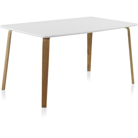 Mesa De Comedor De Roble Blanco Contrachapado 150X90 Cm